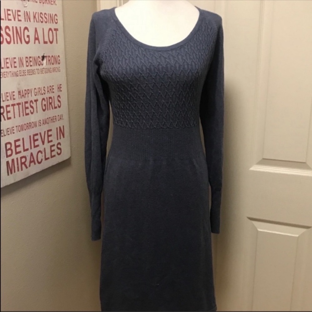 Prana Long Sleeve Knit Dress in Slate Blue